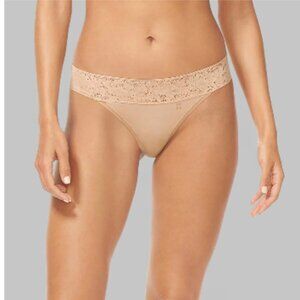 Tommy John Second Skin Lace Waist Thong Nude XL NWT